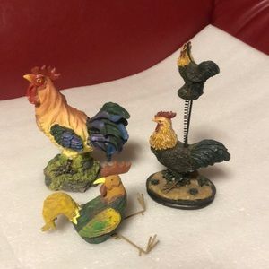 Vintage Rosters collection-3 pieces.Ceramic